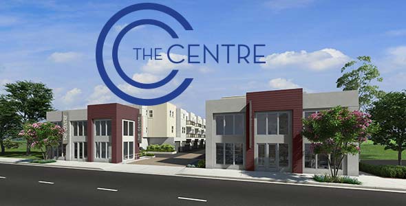 The Centre Garden Grove logo and artist's rendering of building.