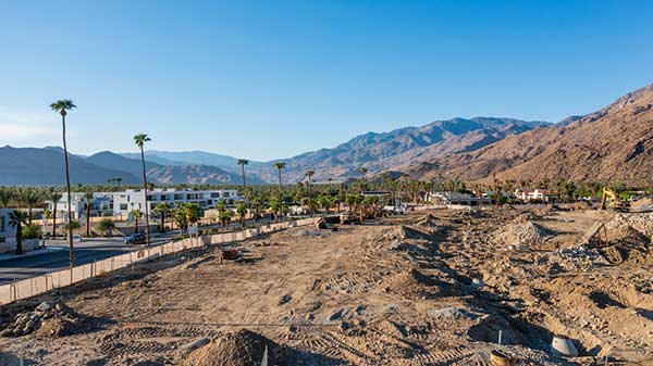 Aerial view of the new community elan being built in Palm Springs.